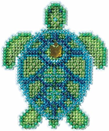 Sea Turtle Beaded Counted Cross Stitch Ornament Kit Mill Hill 2016 Spring Bouquet MH181611