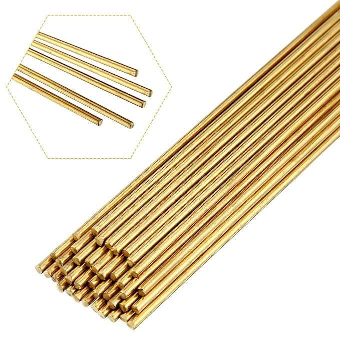 Premium Brass Brazing Welding Rods for HVAC, Plumbing, Refrigeration, Professional for Copper, Steel, Iron brass welding (Uncoated, Pack of 20 Brass Rod), 2.8 mm diameter and 23-25 CM each