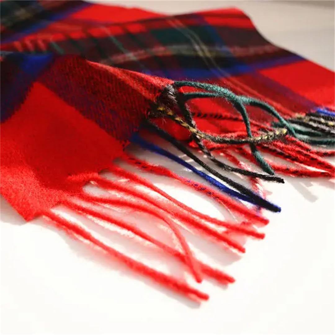 Fnfmrfmr Bufanda escocesa clásica a cuadros rojos para mujer, suave, casual, delgada, cálida