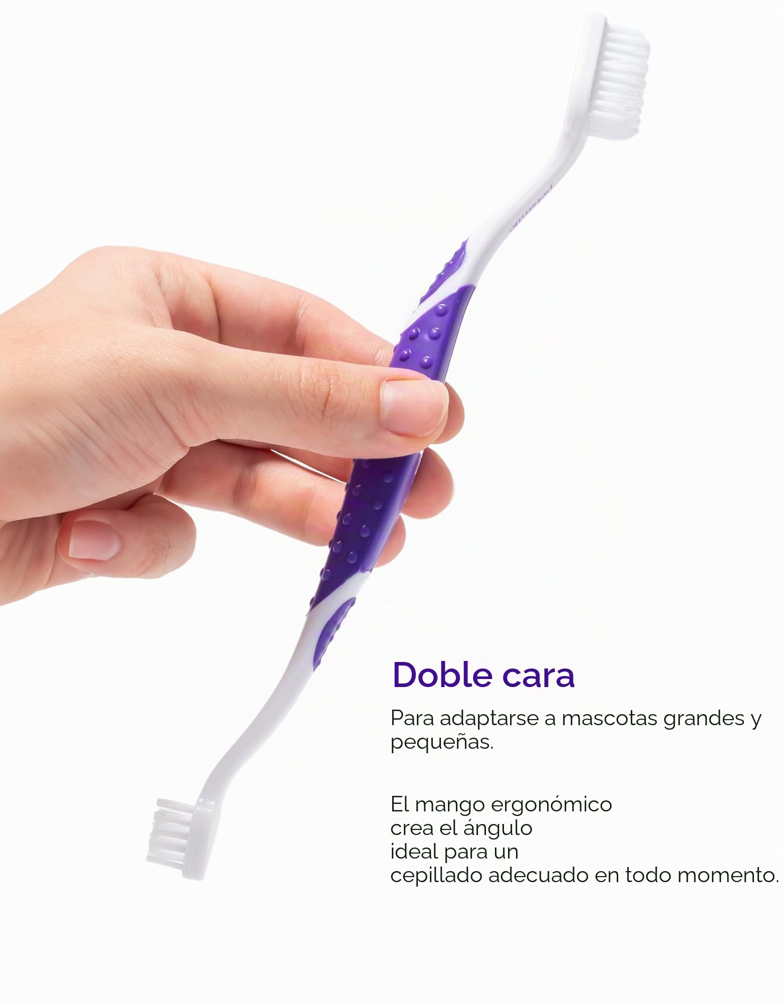 petsmile Cepillo de Dientes Profesional para Mascotas Cabeza de Cepillo de Doble Extremo Patentado 45° – Cepillo de Dientes de Perro