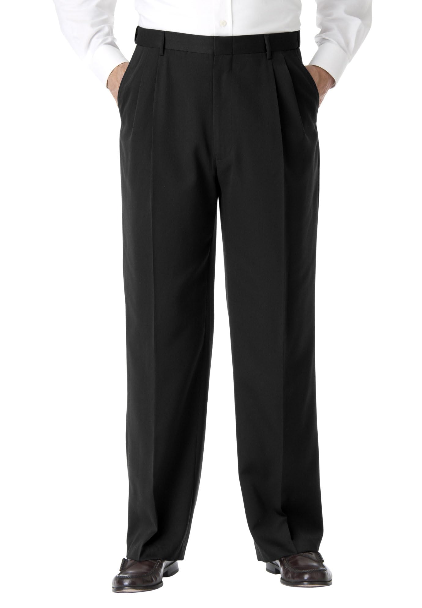 KingSize Mens Big Tall No Hassle Classic Fit Expandable Waist Double-Pleat Dress Pants