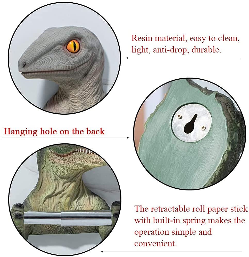 BTSEURY Dinosaurier Toilettenpapierhalter – Kreativer WC-Wolkenhalter, Wandmontage, Für Bad & Küche (Grün)