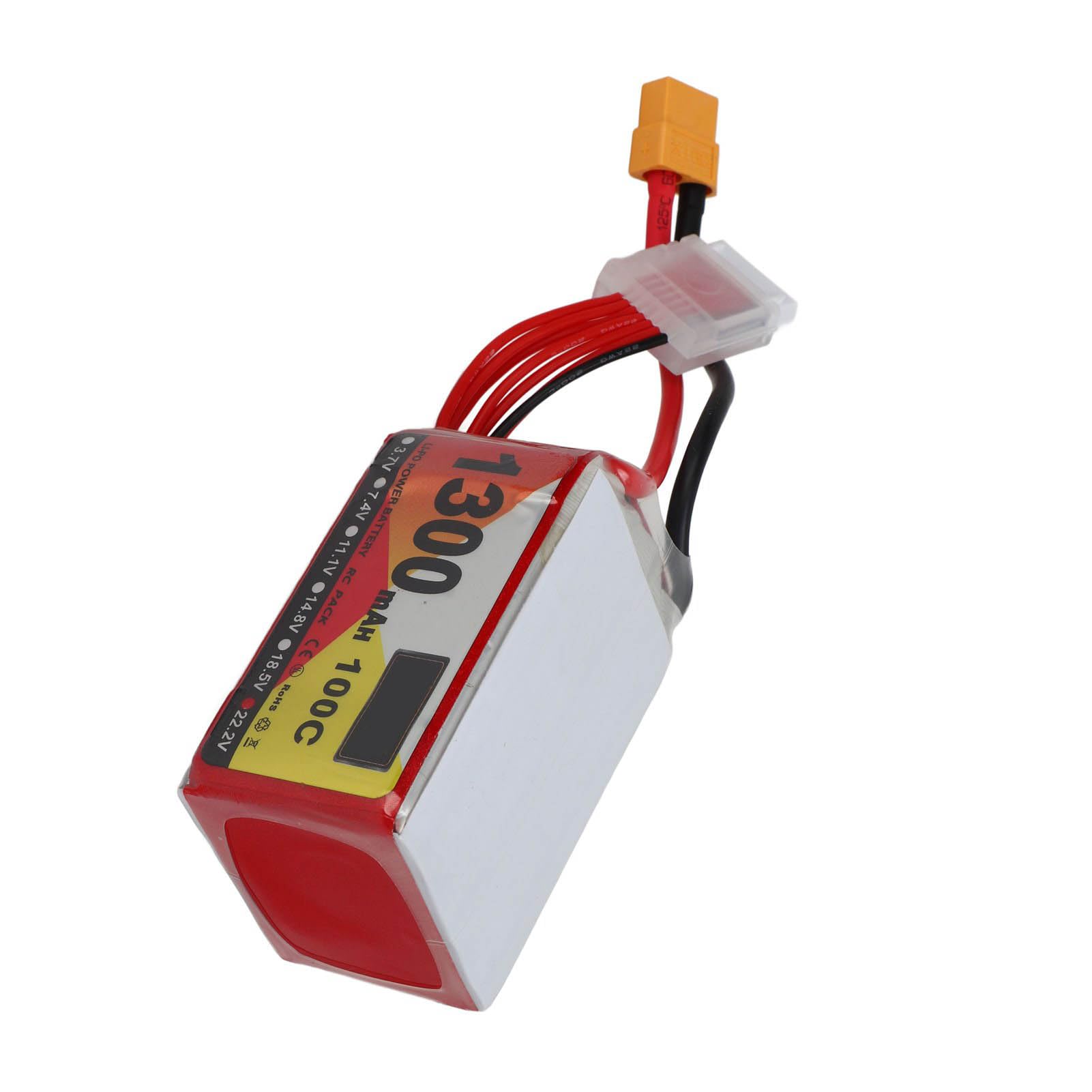 Batteria RC Lipo 22.2V 100C 1300mAh 6S Potente Batteria Al Litio per Quadricottero da Corsa FPV, Spina XT60