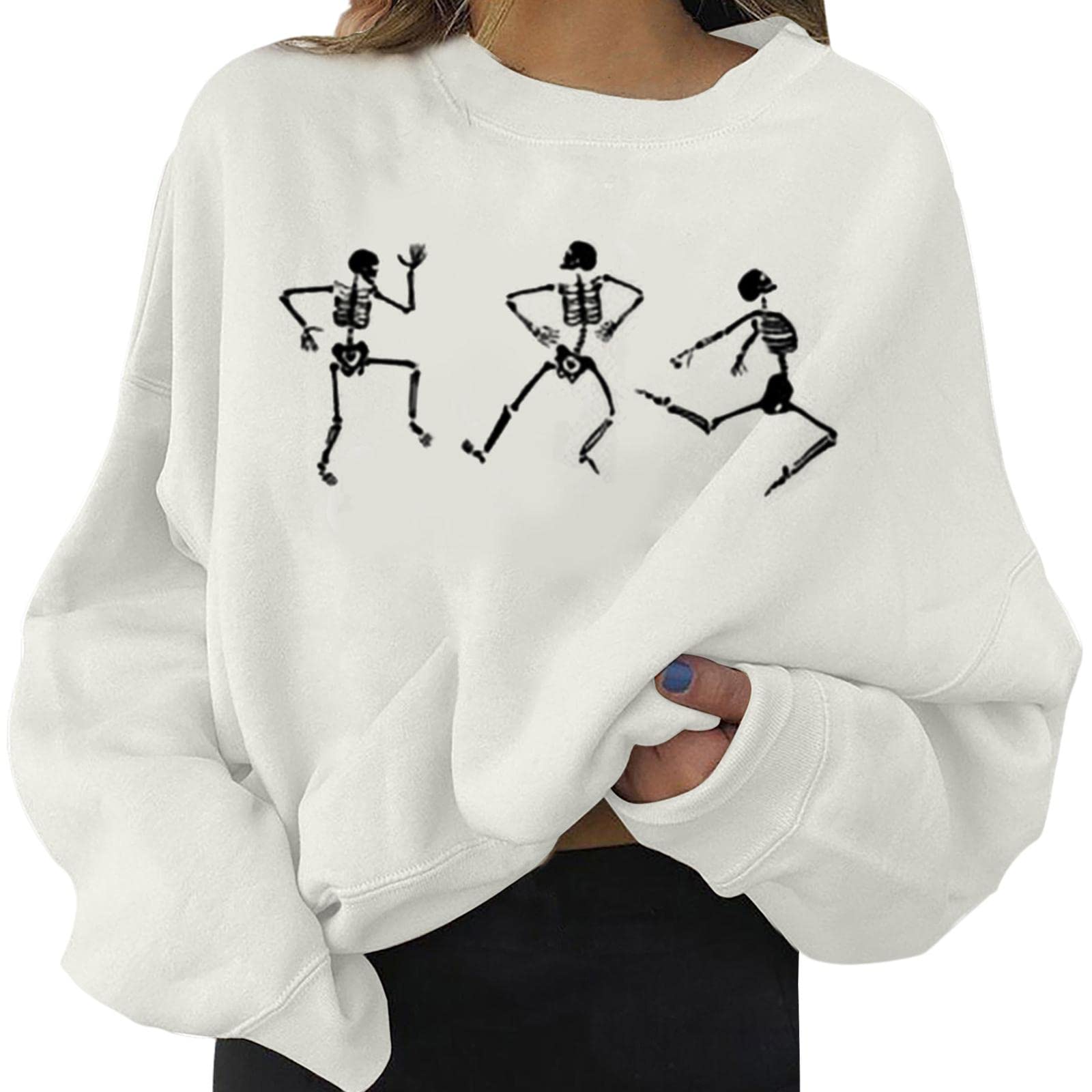 atorse ATORSE™ Long Sleeve Crewneck Jumper Sweatshirt Solid Lightweight Winter White M-picture-13