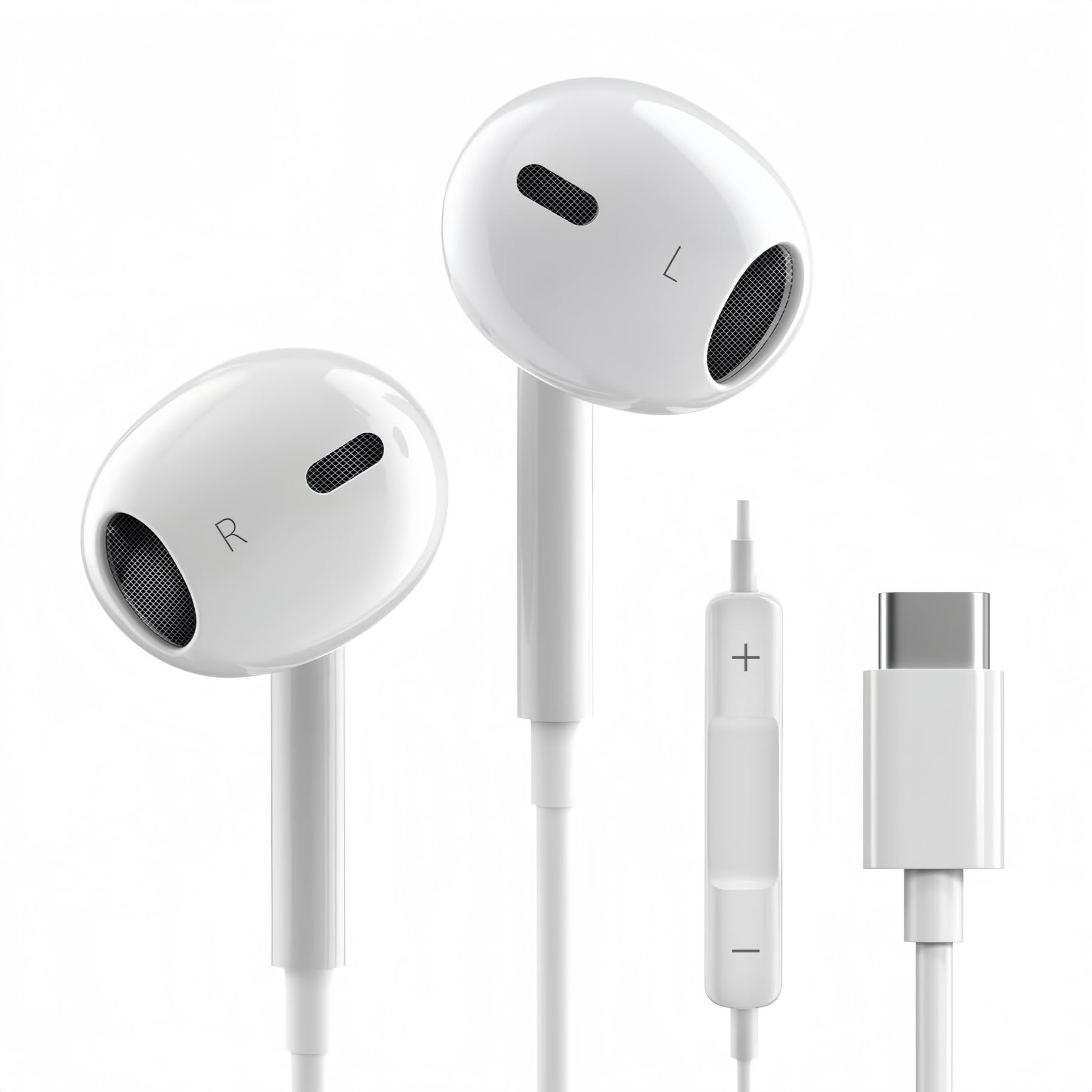 【2026新版 iPhone17対応】イヤホン 有線 タイプC 有線ヘッドセットマイク内蔵 有線HiFi 騒音低減 クリア通話 リモコン付き 快適な装着感 type-c 人間工学 通話対応 音量調整 遅延なし 重低音 小型·軽量 防水 usb c iPhone/Android/Galaxy/iPadなど各機種対応
