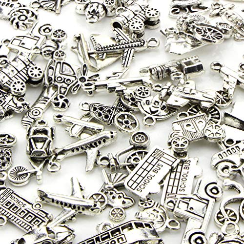 EXCEART Womens Travel Accessories 70pcs Transportation Charms Silver Vehicle Plane Building Travel Pendant Bulk DIY Jewelry Craft Supply for Necklace Bracelet Keychain Womens Car Accessories - Image 3