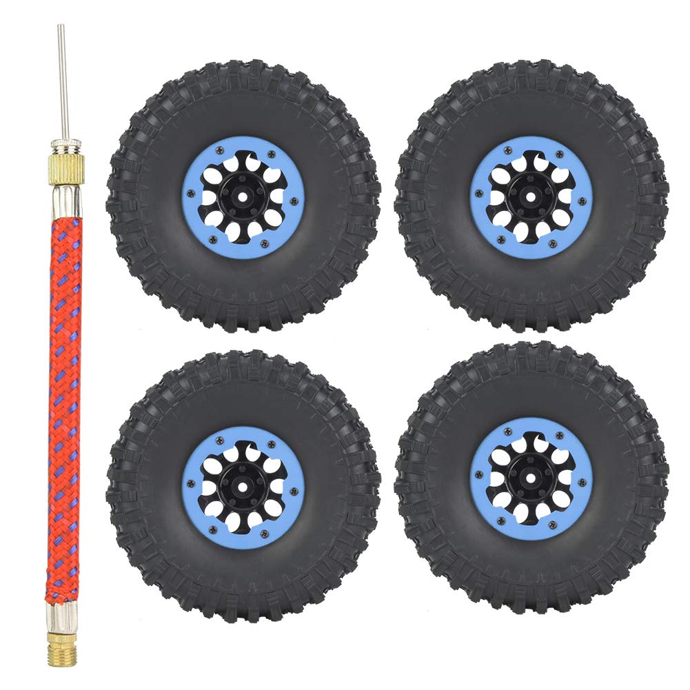 Piasta koła samochodu RC 4 szt. 1,9 cala wysokiej jakości plastikowe gumowe części zamienne do opon do Traxxas Axial gąsienica RC akcesoria samochodowe czerwony niebieski (Niebieski)