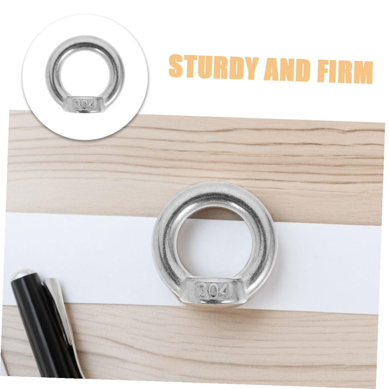 8pcs 304 Stainless Steel Lifting Eye Nuts M8 Threaded Marine Fasteners Heavy Duty Ring-Shaped Hardware for Rigging and Rescue Applications