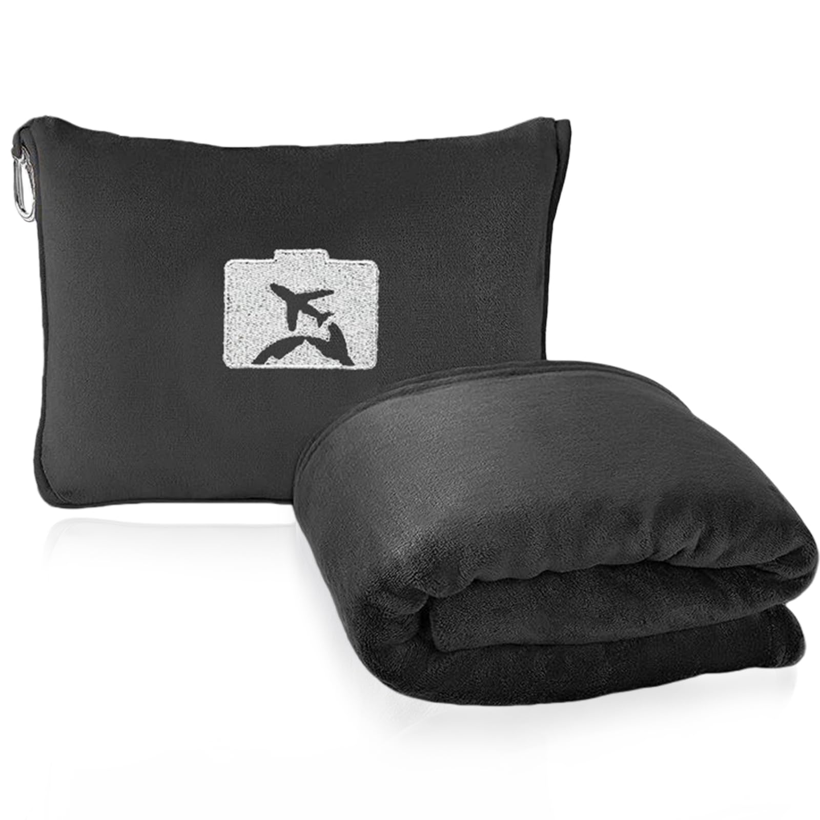 Coperta e cuscino da viaggio 2 in 1, morbida coperta e cuscino da viaggio per aereo e auto, essenziale per il volo lungo, per donne e uomini, coperte portatili da ufficio con custodia per bagagli e