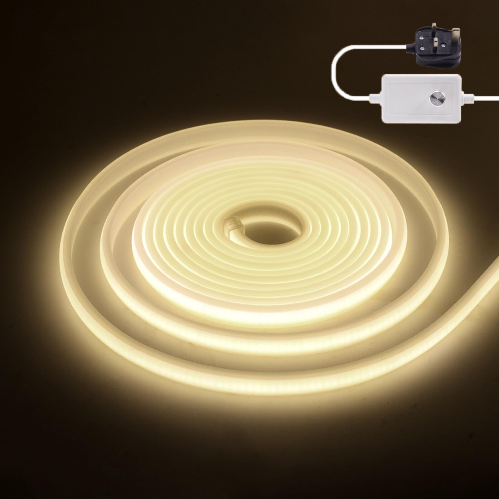 KAFULA 2M Dimmable COB LED Neon Strip - 220V High Density Super Bright FCOB LED Strip CRI90+, IP65 Waterproof Flexible, Can be Cut Every 50cm | 288 LEDs/m | | Natural White 4000K | Home Decor