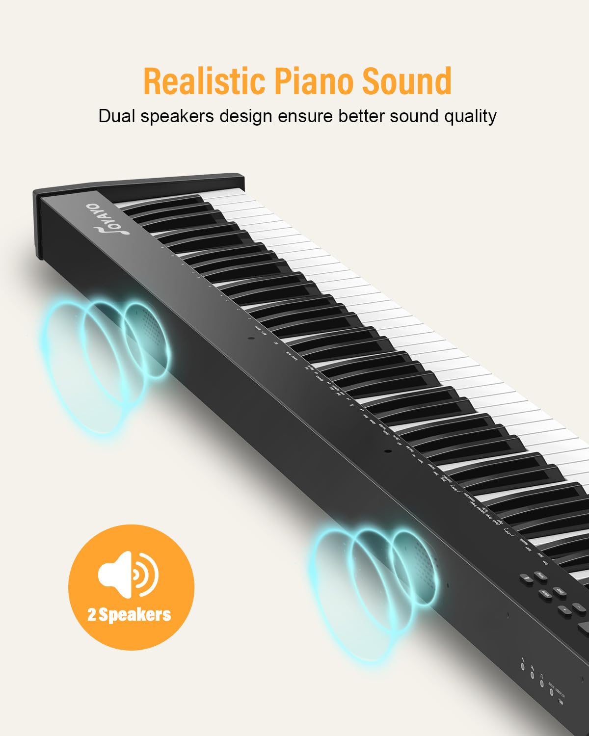 Piano digital portátil de 88 teclas, teclado semipesado de tamaño completo, piano electrónico con altavoces dobles integrados, bolsa de piano, cable USB y adaptador de corriente para