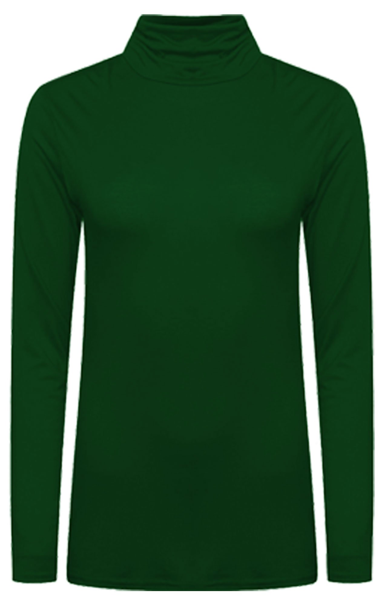 Candid Styles Women's Bottle Green Polo Roll Neck Long Sleeve Turtle Neck Plain Jumper Top 8 26, 24-26