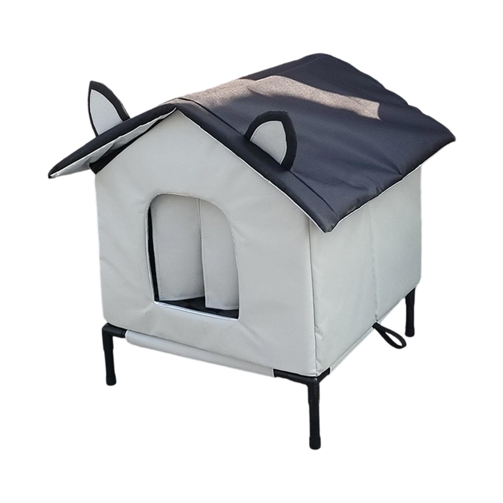 Weatherproof Cat House Warm Insulated Elevated Dog Shelter