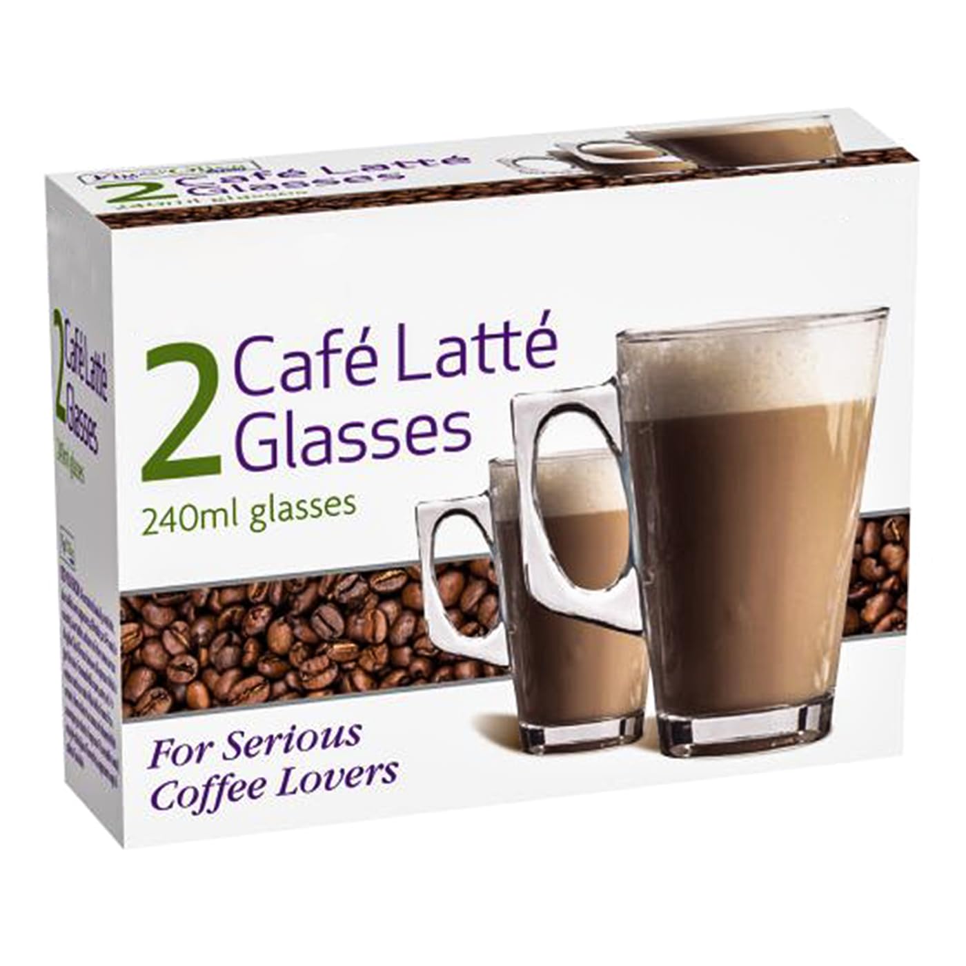 Tech Island Latte Glasses 2 Pack, Toughened 240ml Glass Espresso, Coffee, Tea, Cappuccino, Hot Chocolate, Hot Drinks Mug Compatible Cup with Dolce Gusto and Machine