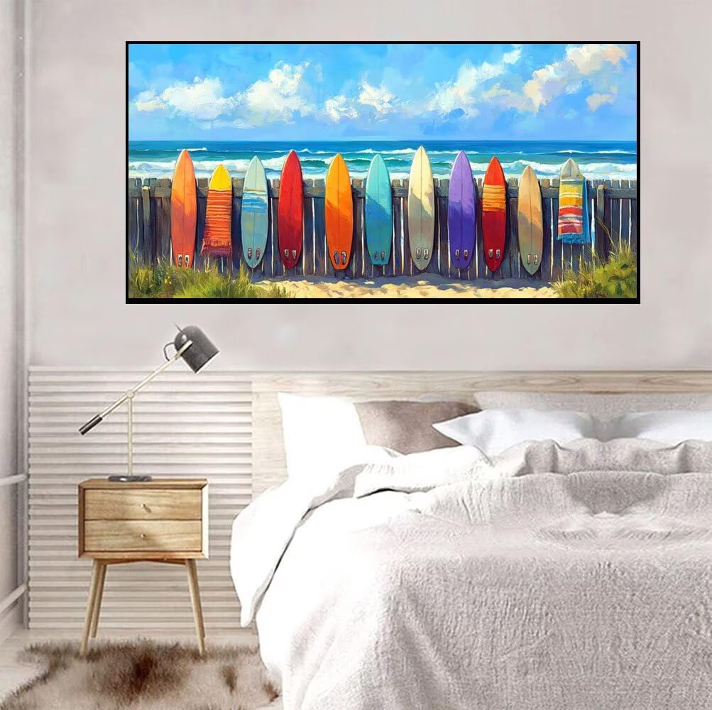 Tavola da surf Dipingere Con I Numeri Adulti, Lavoretti Creativi Per Bambini, mare DIY Paint By Numbers Creativo Kits, Con Tela, Colori Acrilici, Pennelli, Idee Regalo Donna 80x120cm U-98
