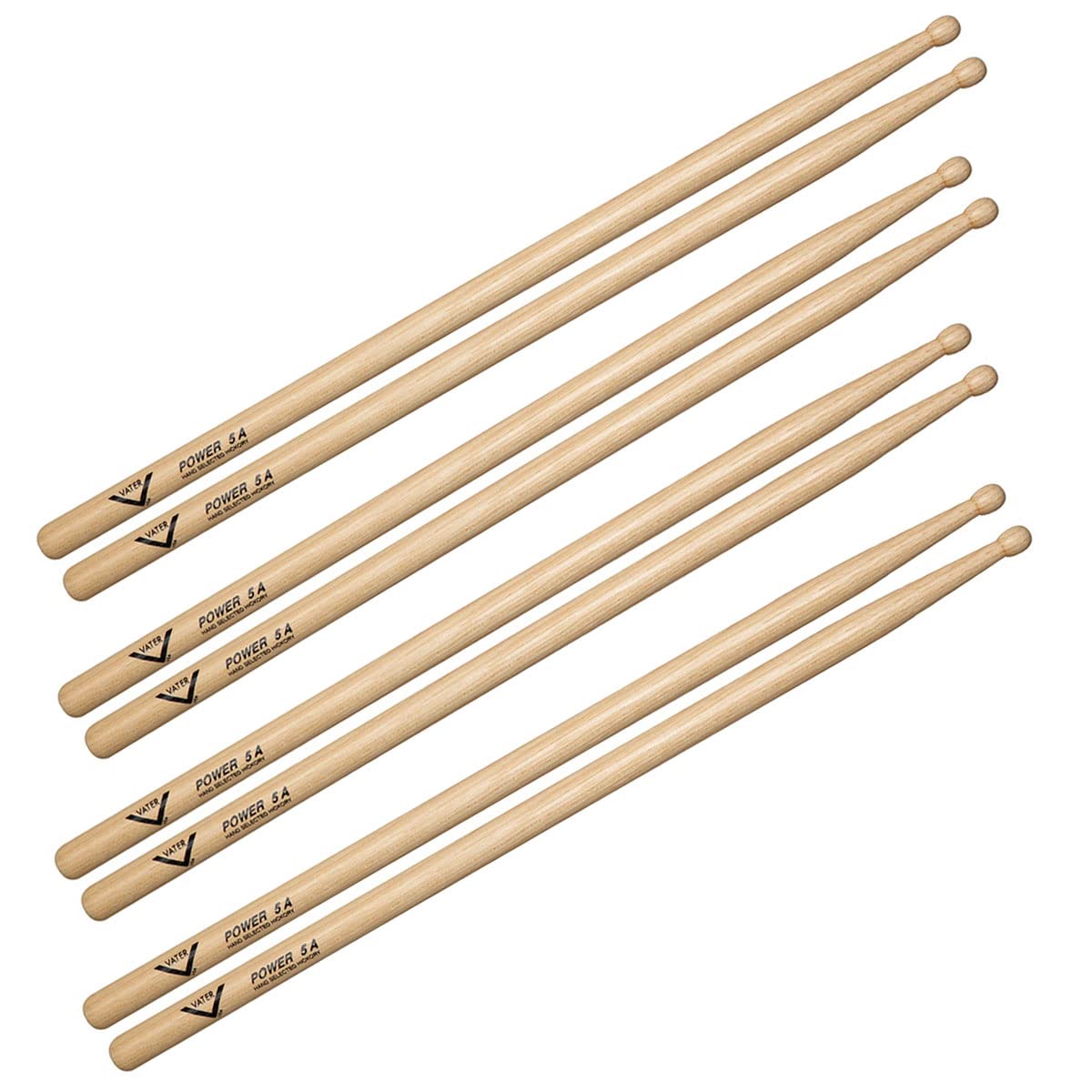 Vater Power 5A - Bacchette per batteria in legno, 4 paia