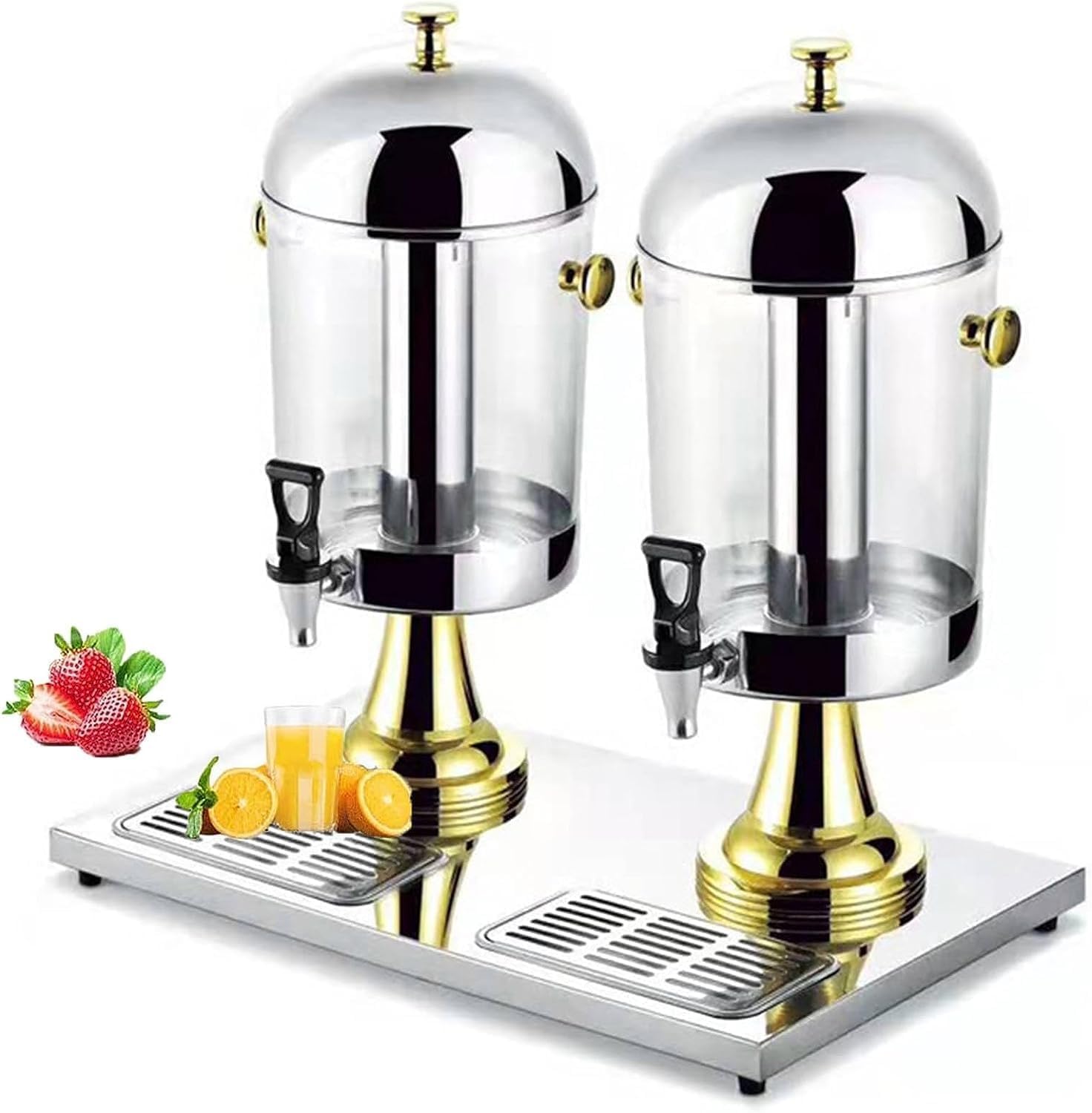 MYUYEE Drink Dispensers For Parties, Stainless Steel Juice Dispenser, Heavy Duty Cold Commercial Beverage Dispenser, For Parties Weddings Buffet Catering (Gold 16L)