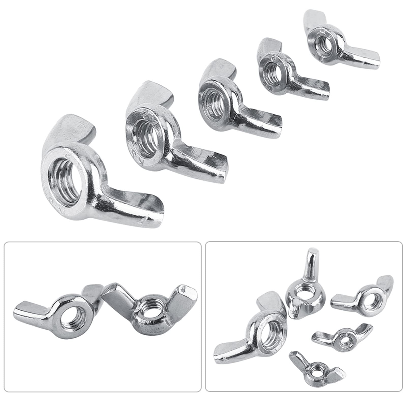 Flügelmuttern, Schmetterlingsflügelmutter, 10 Stück 1/4"-20 5/16"-18 304 Edelstahl-Befestigungsteile Schmetterlingsmutter glatte Oberfläche for Reparaturinstallation, Bauwesen, Fertigung, Ingenieurwes