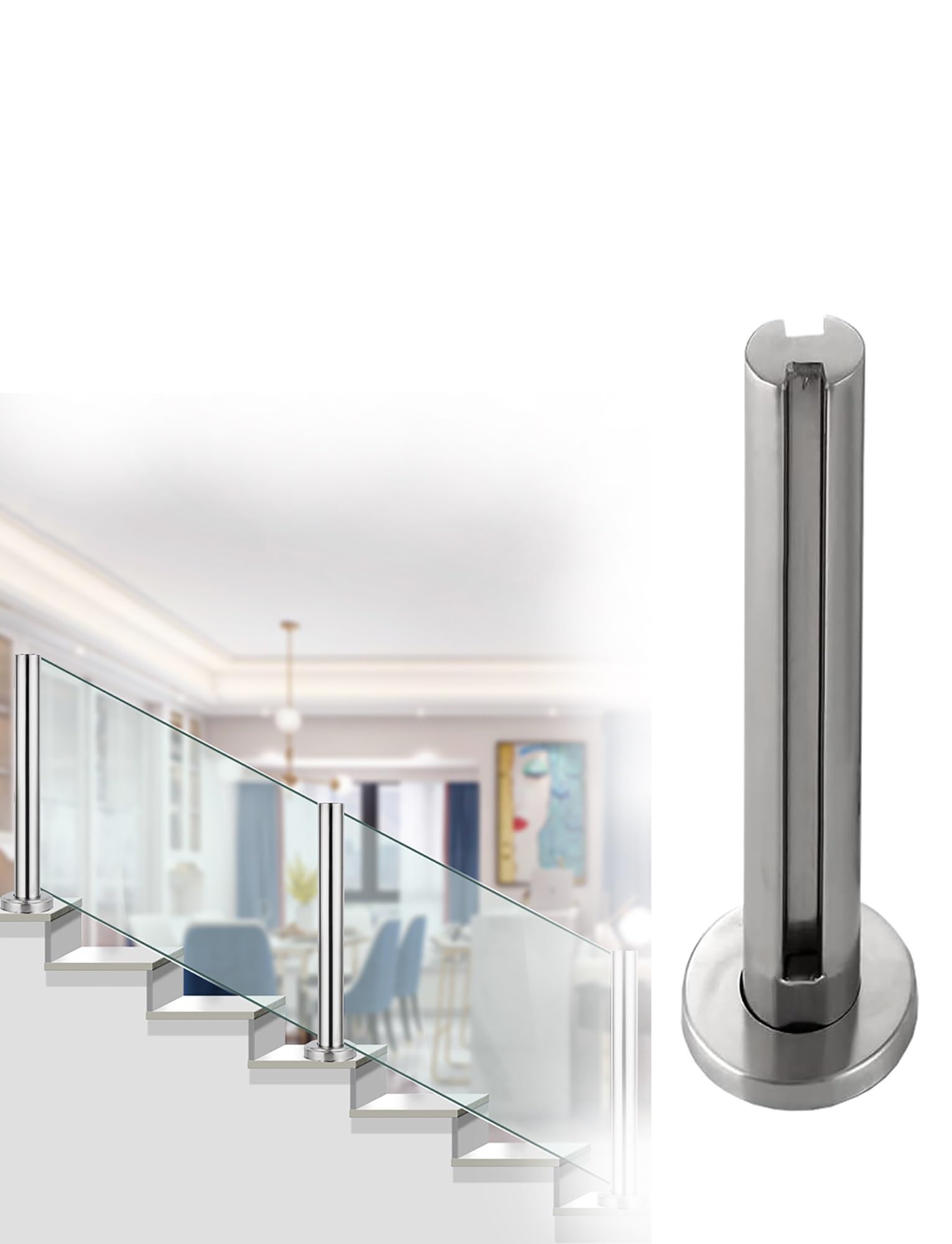 Garde-corps en acier inoxydable 304 design pour escalier en verre