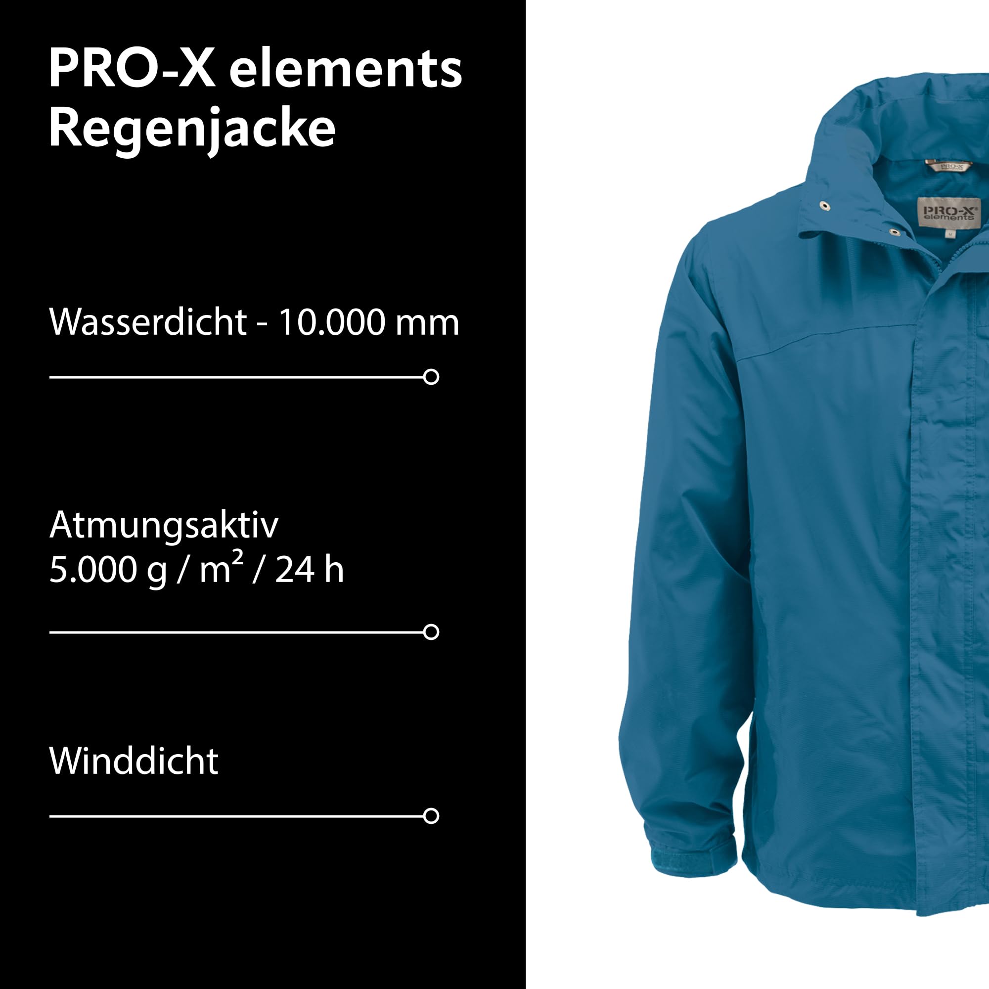 PRO-X elements Funktionsjacke Herren MERAN I Regenjacke mit verschweißten Nähten, Unterarmbelüftung inkl. Packsack I Atmungsaktiv, wasser- & windfest