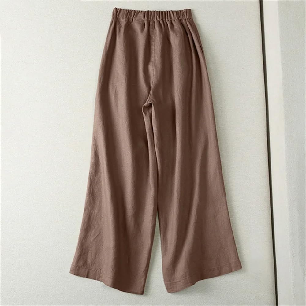 Bciopll Women Spring Wide Leg Pants High Waist Casual Solid Ol Work Baggy Capris Trousers