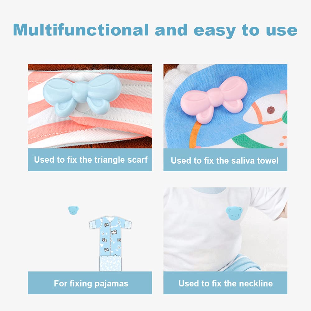 Lot de 6 épingles à nourrice pour bébé avec coque en plastique, clips de sécurité multifonctions pour fixer les vêtements de bébé, nappes et couches (ours bleu)