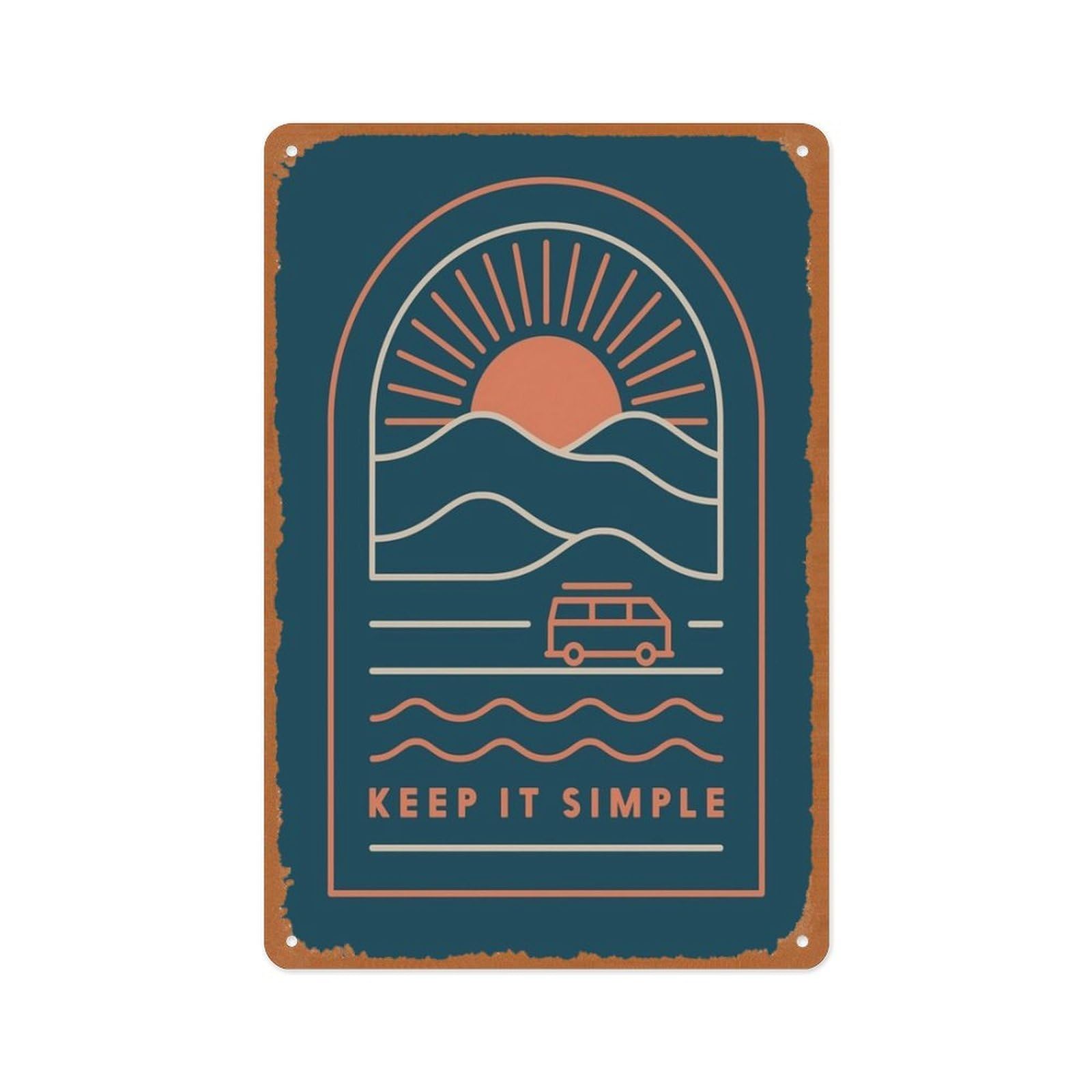 peiyeety Keep It Simple Art Print - Vintage Poster 8x12 Inches Vintage Metal Tin Sign, for Home Bar Pub Garage Decor Gifts