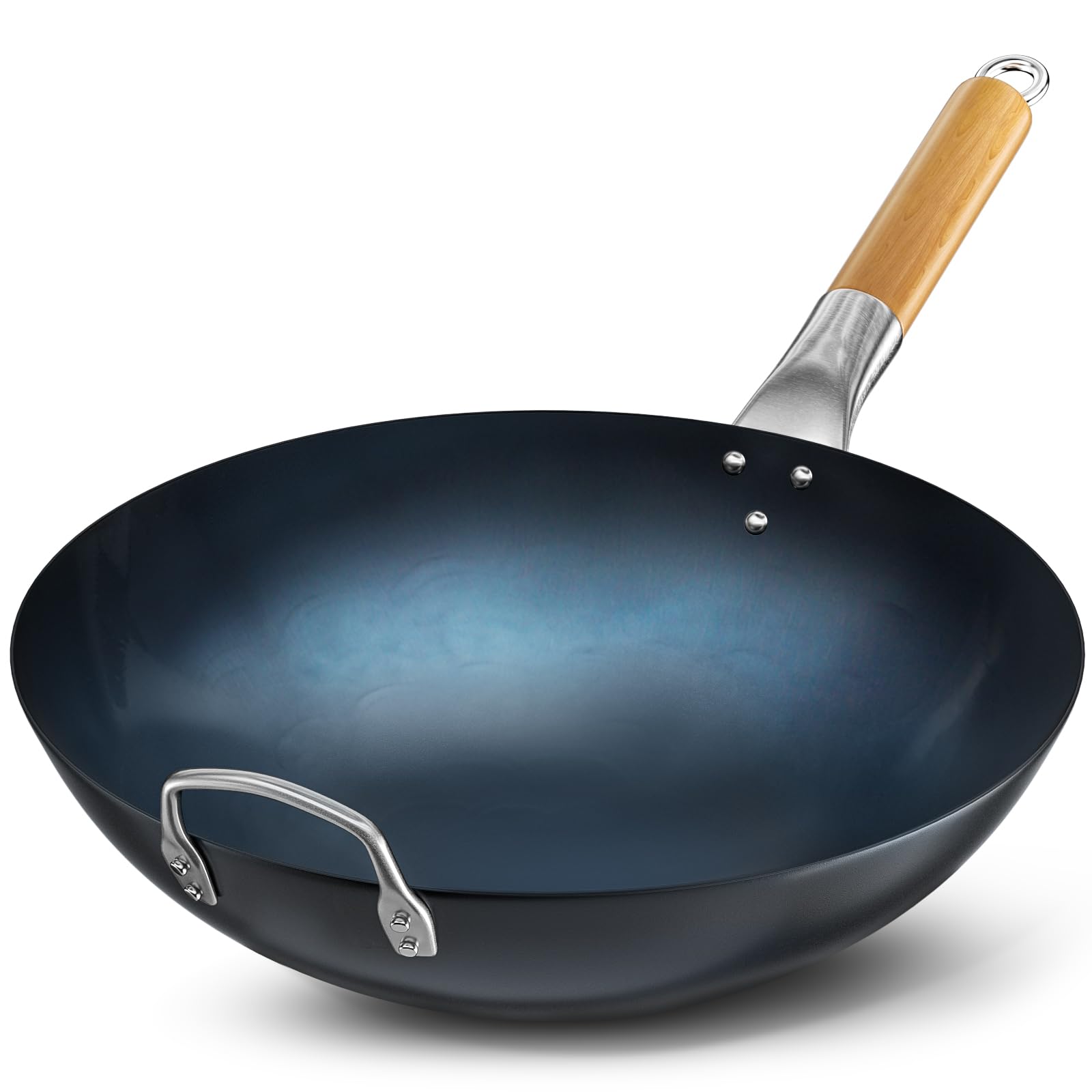Photo 1 of **Damaged**mMlpes Wok - 13.5" Pre-Seasoned Carbon Steel Wok | Blue 13.5''