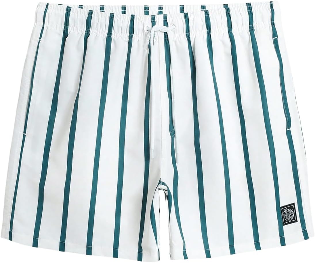 COZYEASE Men's Swim Trunks Quick Dry Elastic Drawstring Print Beach Shorts