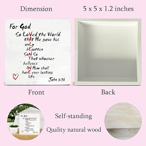 Miniatura 2 de Decoración cristiana de San Valentín, rústico Juan 316, versículo bíblico, escrituras, letrero de madera, estante de mesa, decoración de escritorio,