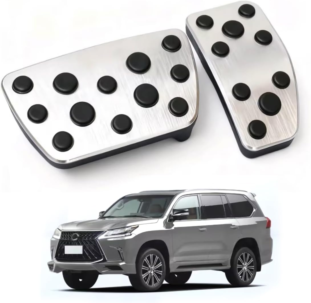 Car Pedal Covers for Lexus LX570 2013 2014 2015 2016 2017 2018 2019 2020 2021, Auto Aluminum Gas Pedal Covers Accessories Replacement, Non-Slip Accelerator Brake Foot Rest Pedals(Set of 2)