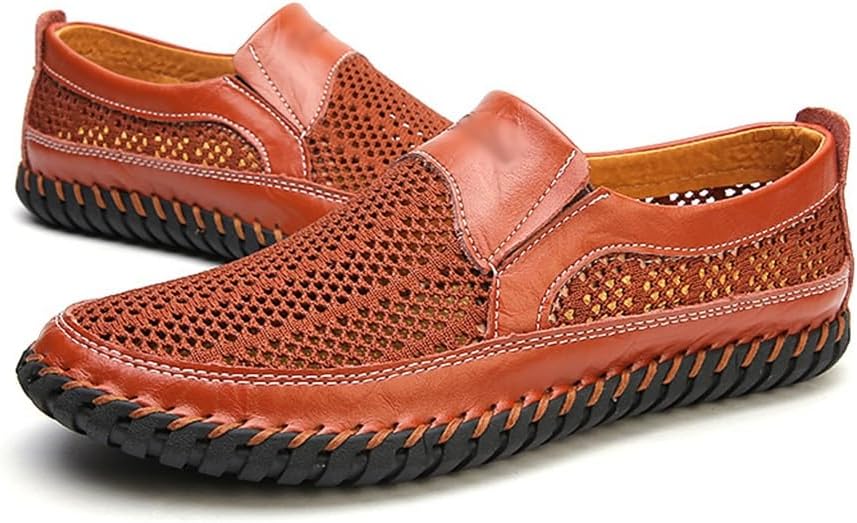 FMURY Outdoor Men Leather Shoes Loafers Mesh Men Sneakers Male Loafers Moccasins