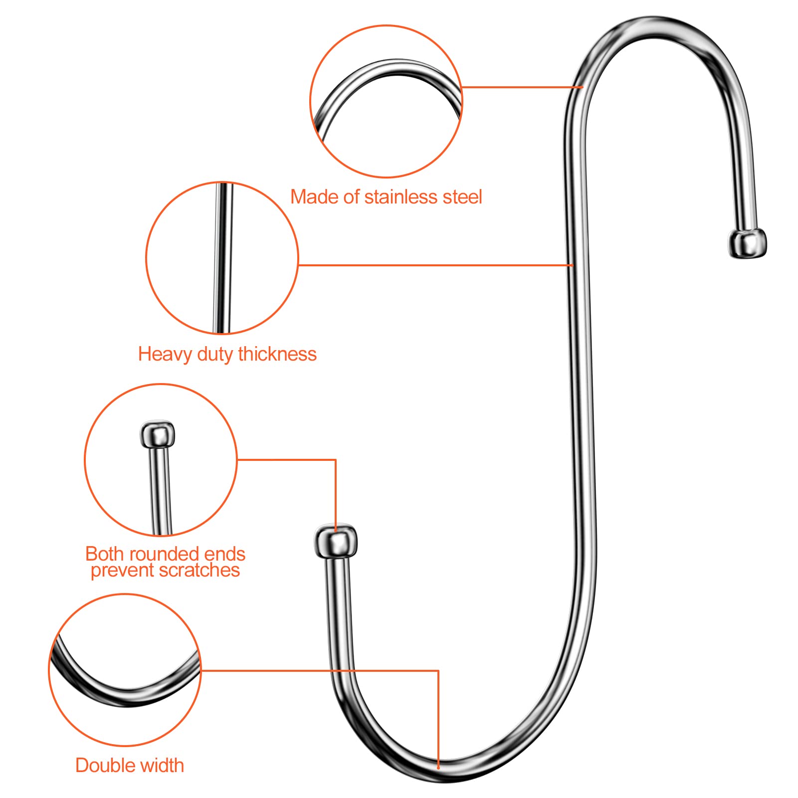 Firschoie 10 Pezzi Ganci a S Cucina in Acciaio Inox, in metallo resistente doppio gancio per appendere tazze, pentole e ciotole, Adatto per soggiorno, bagno, giardino