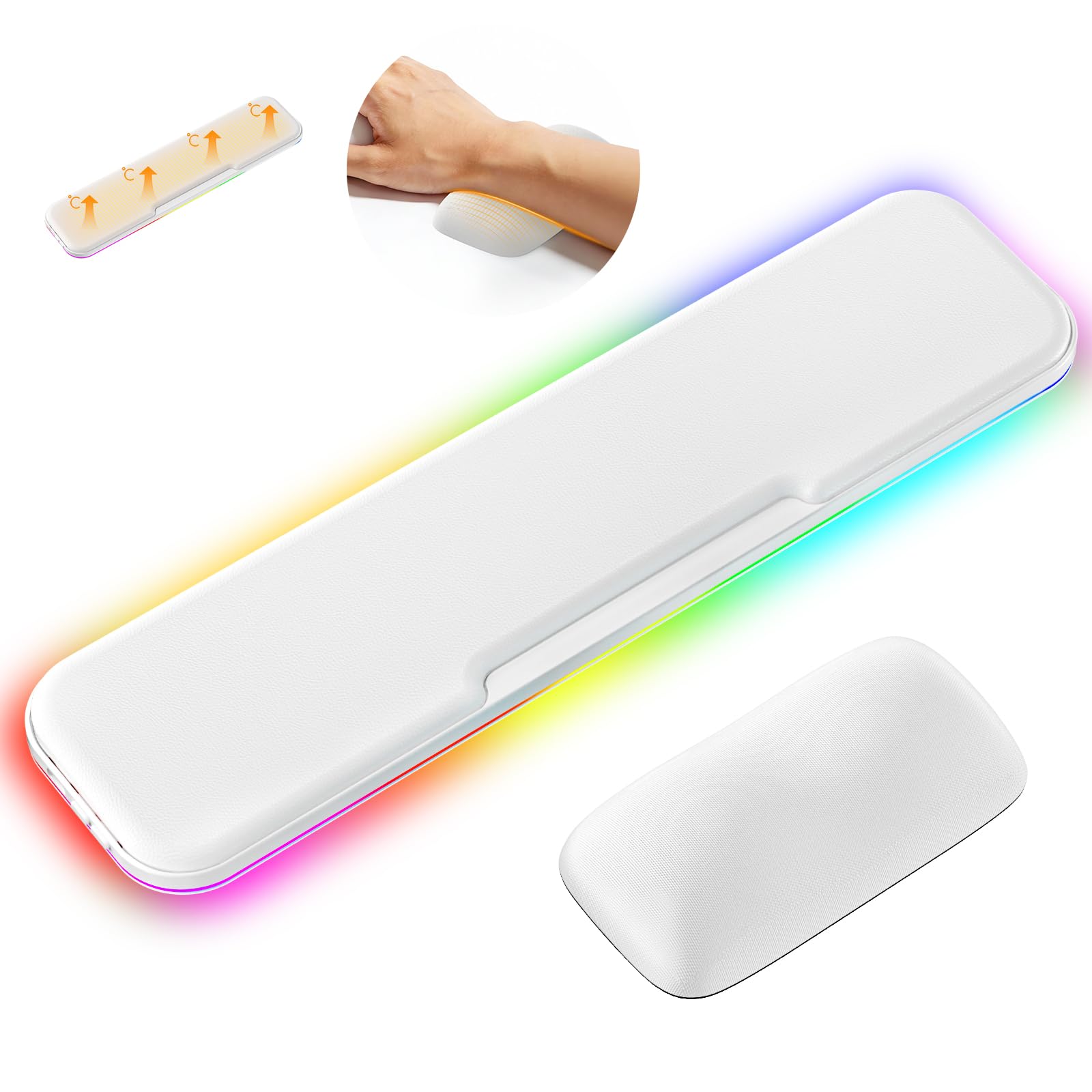 Photo 1 of KONDOUND Heated Wrist Rest Set with RGB Lights - White