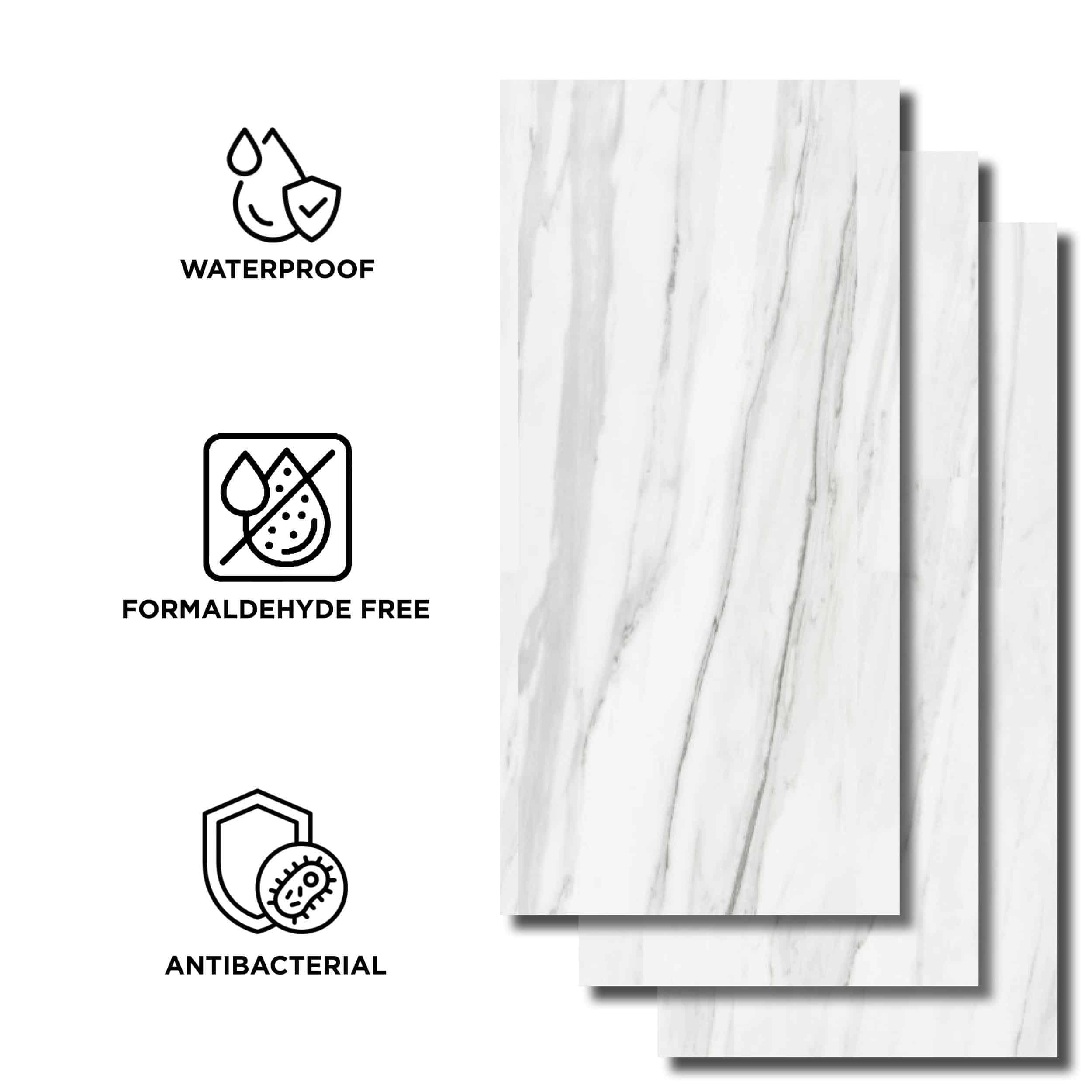 Marmo SPC Michelangelo, Pavimento Effetto Marmo, Stone Polymer Composite, 30,5 x 91,5 cm, Spessore 5mm incluso materazzino fonoassorbente di 1mm, Per Interni, 24 Pezzi, 6,69m²