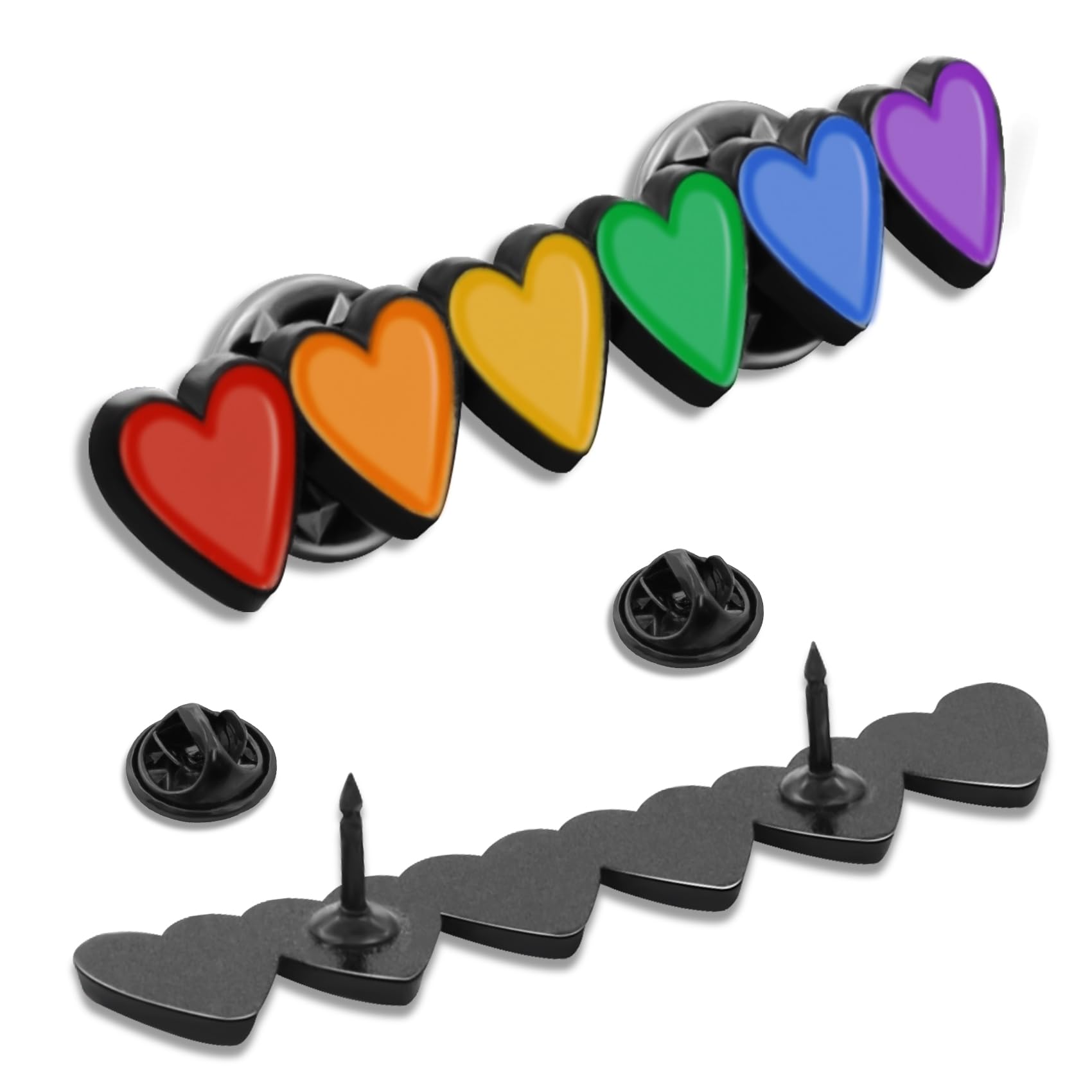Pride Pins New Progress Lapel Pins LGBTQ Rainbow Multiple Love Hearts Pins for Men and Women Boys Girls Clothes Bags Hats Jackets Backpacks 6/12/50/