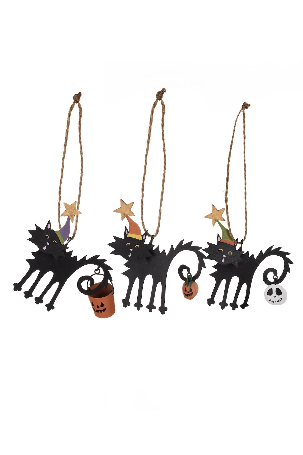 Shoeless Joe Multicoloured Set Of Three Scaredy Cat Hanging Halloween Decorations
