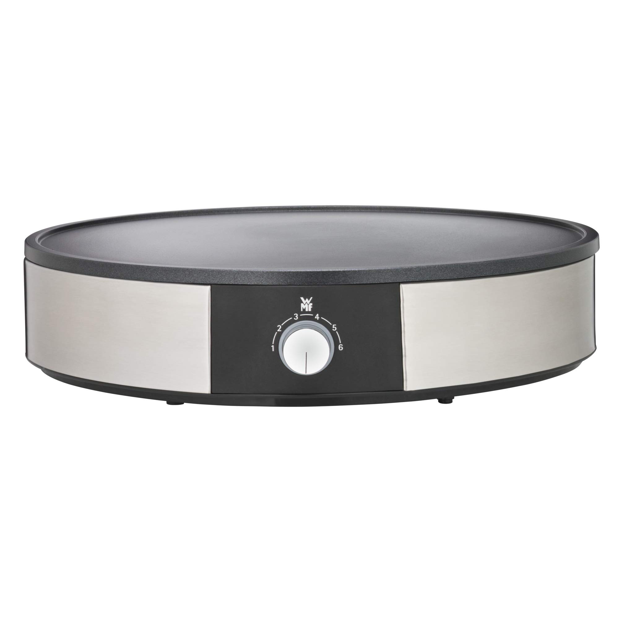 WMF Crêpière, Température réglable, 1600 W, Diamètre 33cm, Revêtement antiadhésif et plaque amovible pour un nettoyage facile, Design inox 18/10 Cromargan, Lono 0415120011