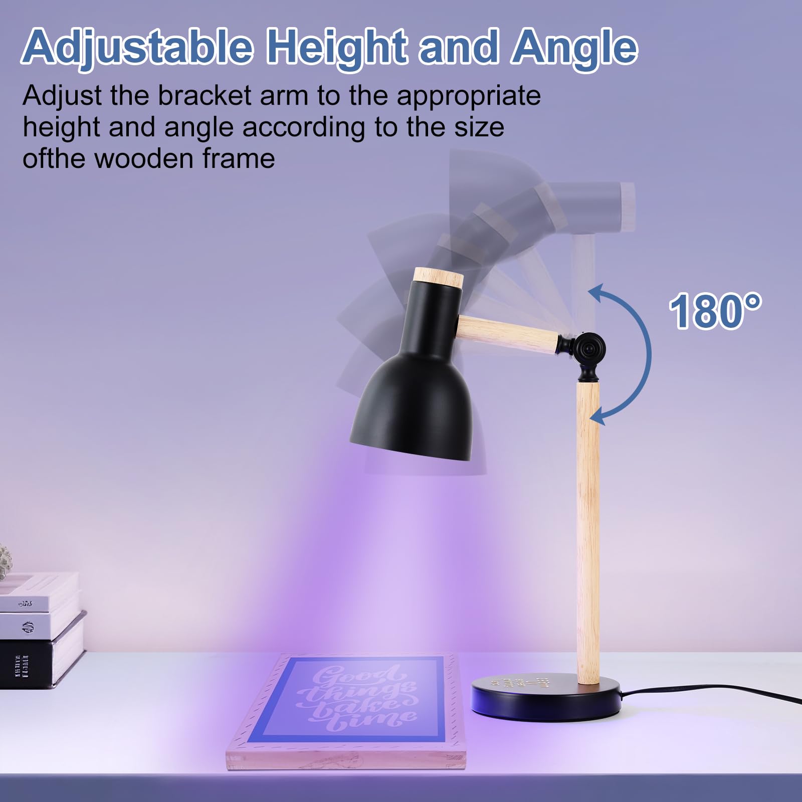Ontesik Luz UV de 30 W para lámpara de exposición de serigrafía de resina, lámpara UV de 395 nm, ángulo ajustable, adecuada para máquina de serigrafía, (negro)