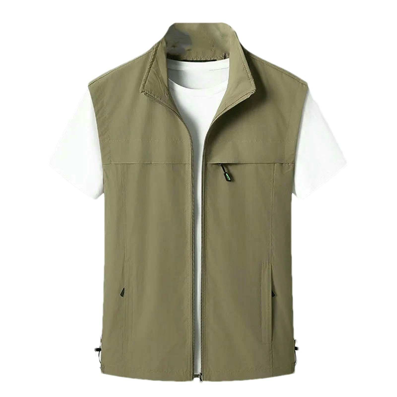 Chaleco de malla ligera con múltiples bolsillos chaqueta caqui XL 6