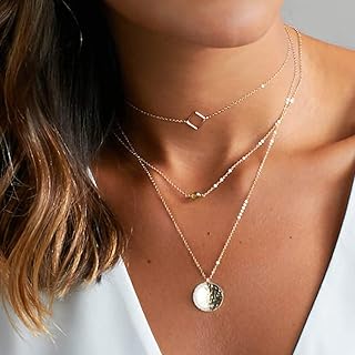 DoubleNine Geometric Square Delicate Layering Coin Necklace Disk Sequins Pendant Choker Gold Jewelry Accessories for Women Girls