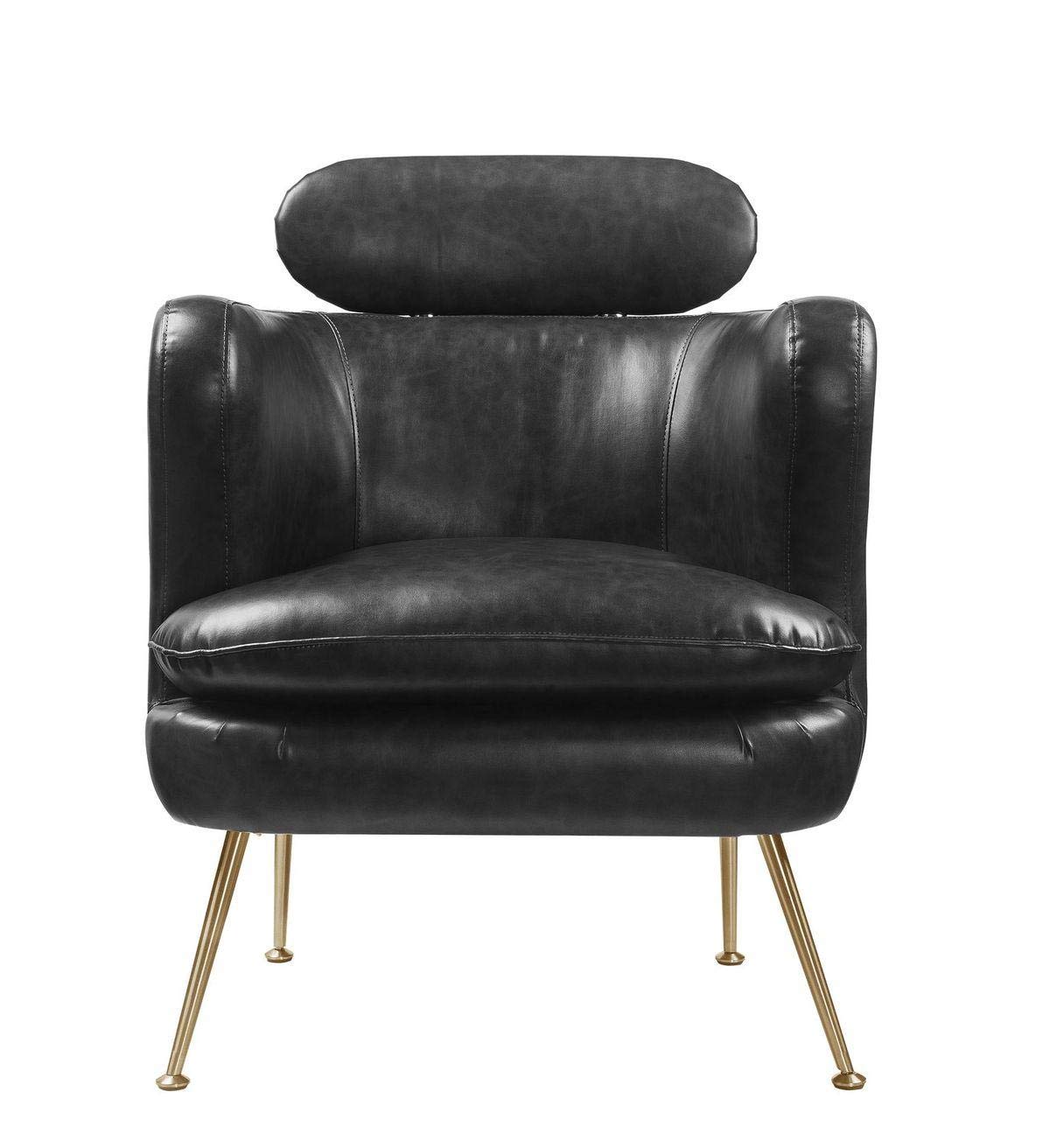 Feilan Accent Chair, Dark Grey PU,Black