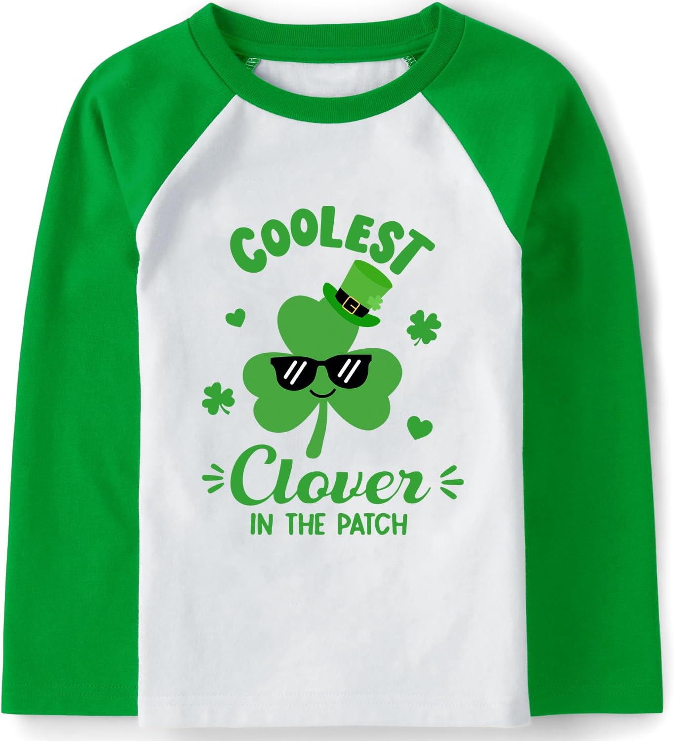 St Patrick's Day Shirt Kids Lucky Clover T-Shirt Dinosaur Raglan Long Sleeve Monster Truck Shamrock Top Boys Age 2-12