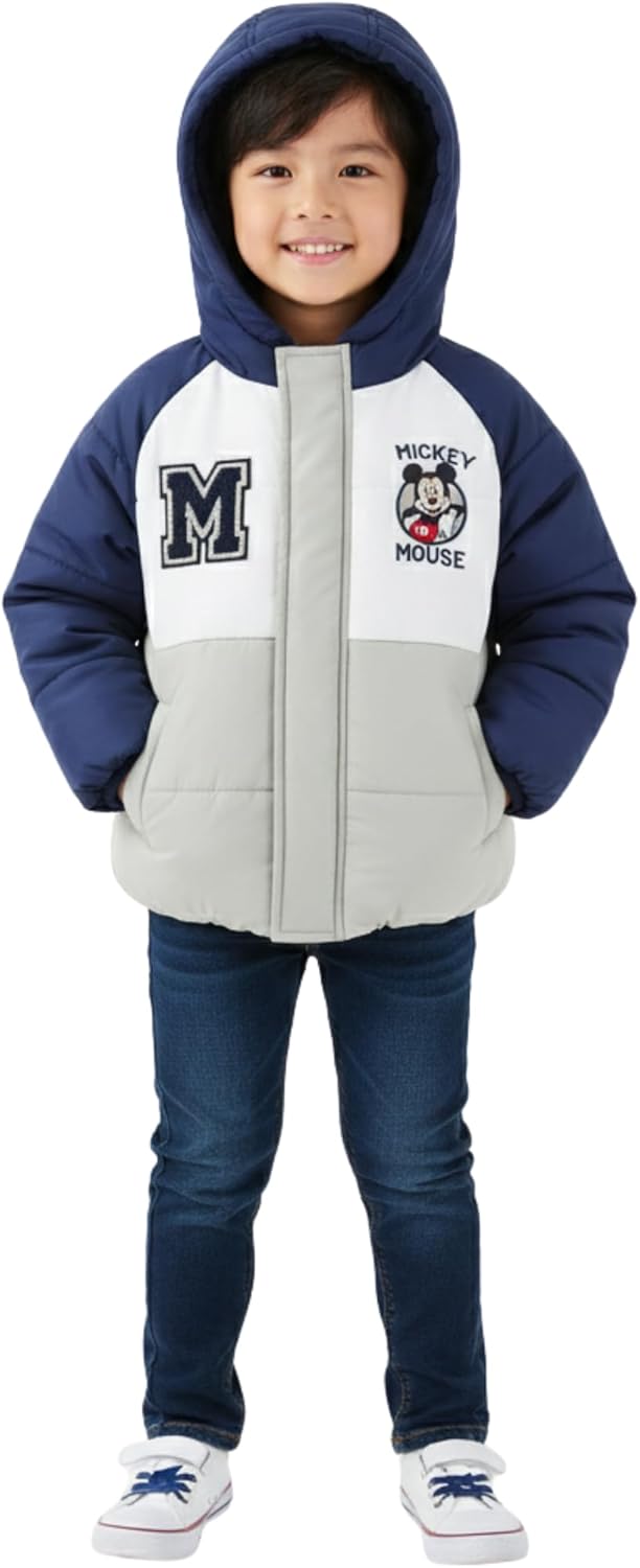 Disney Mickey Mouse Boys Color Block Puffer Coat Jacket for Toddler and Big Kids - Image 5
