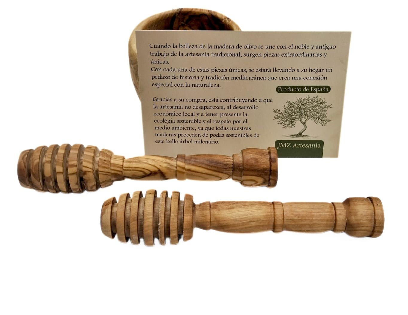 - Juego de 2 - Cuchara para miel en madera de olivo natural. Cuchara miel y mermelada. 15CM. cucharilla de miel en madera de olivo natural,regalo original y saludable para amantes de la miel