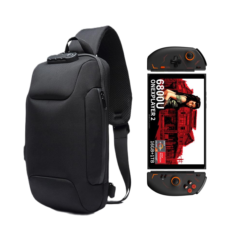Shockproof Protective Crossbody Shoulder Chest Backpack Travel Home Storage Bag Carrying Case Compatible with OneXPlayer 2 8.4 Inch (Black)