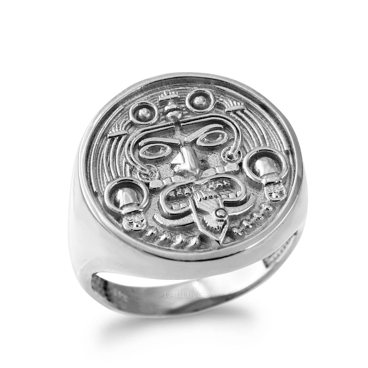 LA BLINGZ Sterling Silver Aztec Mayan Sun Ring