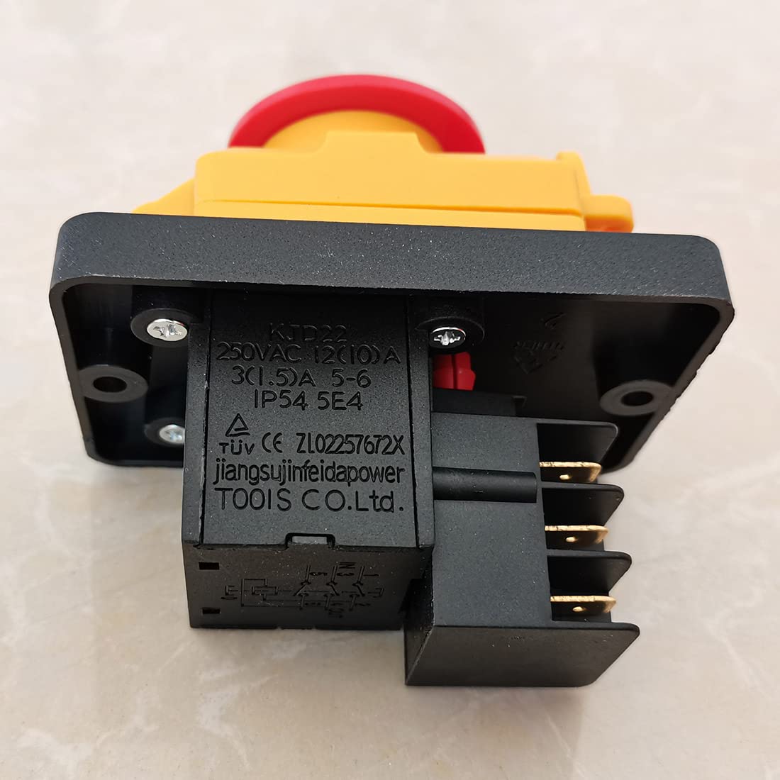 KJD22 Interrupteur électromagnétique Interrupteurs à bouton d'arrêt d'urgence ON-OFF 250VAC 12(10) A 3(1.5) A IP54 5E4 TUV CE ZL02257672X (KJD22-6Pins)