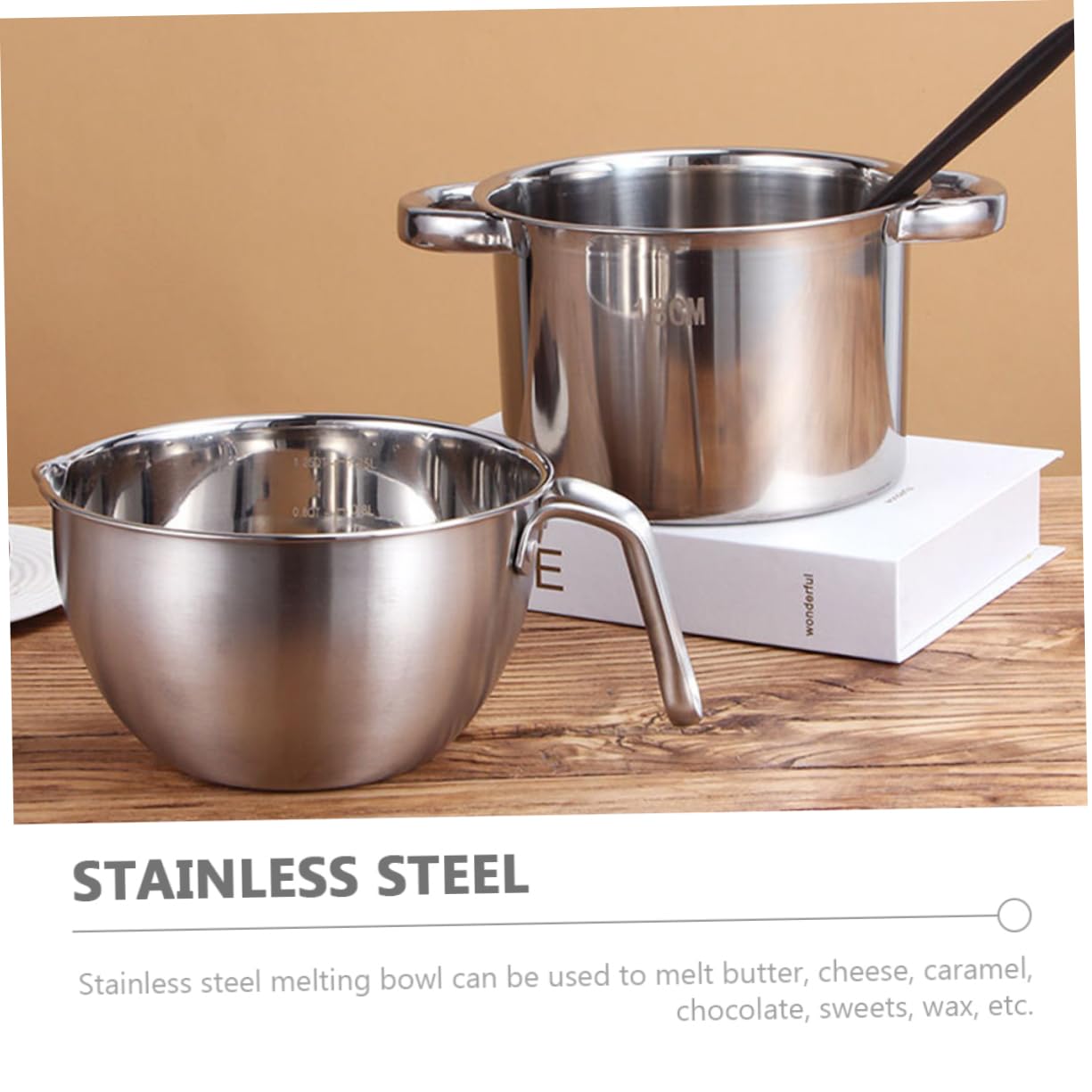 GRIRIW 1set Stainless Steel Double Boiler Melting Pot Pot for Butter Cheese Candy Heating Lightweight Cookware for Chefs Home Use