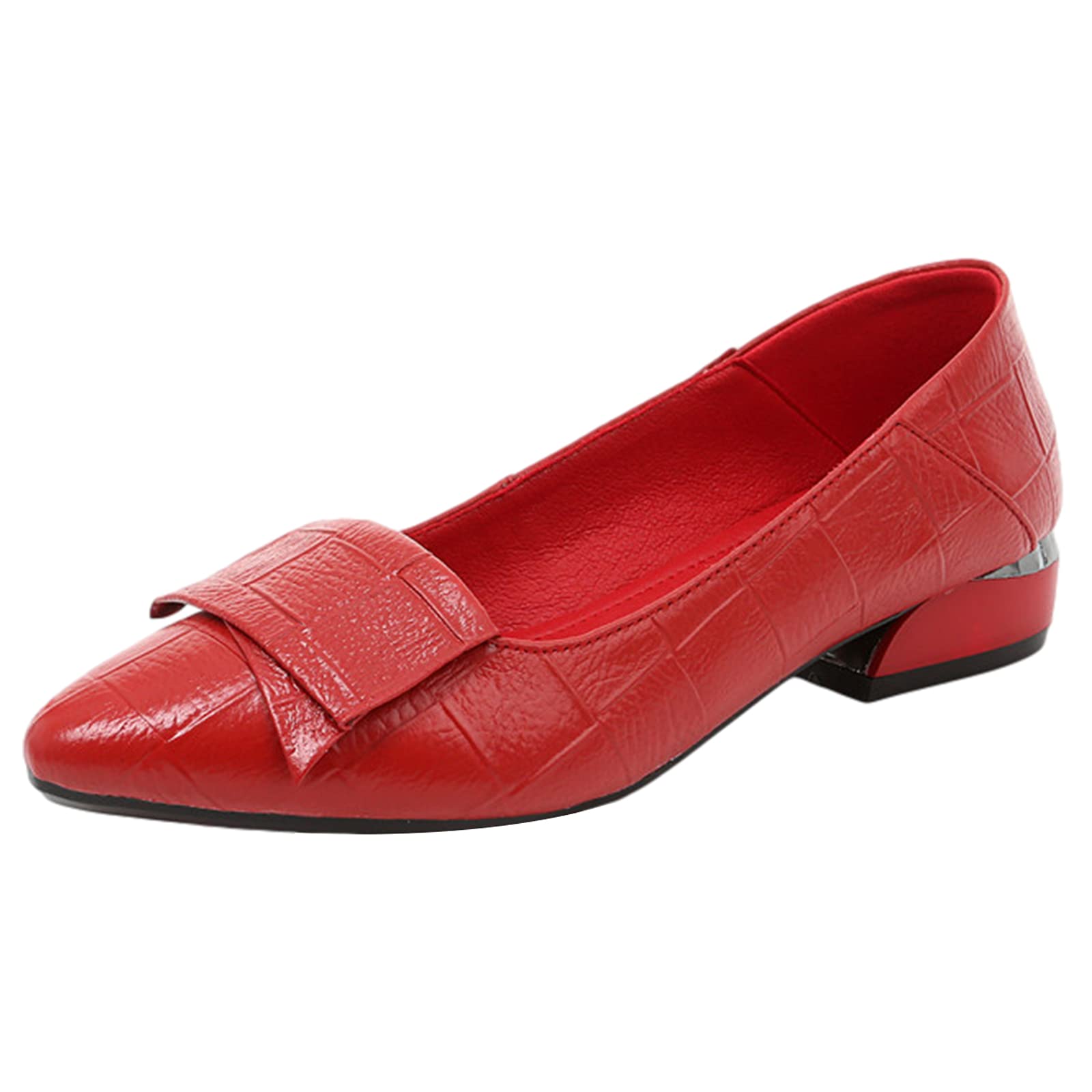 Mujer Puntiagudo Cuadros Zapatos de Tacón Cuero Suela Blanda Ballerinas